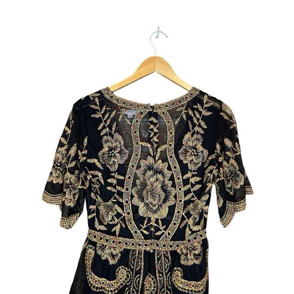 Honey Punch Floral Embroidered Romper Size Small Deep V-neck Romantic Boho Femme - Picture 6 of 7